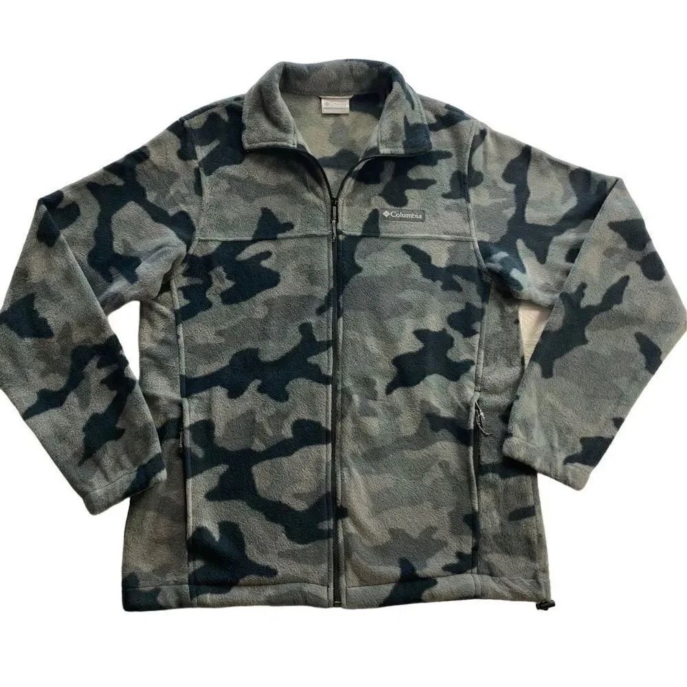 COLUMBIA Mens MEDIUM Steens Mountain Camo Black/Gray Full Zip Jacket
